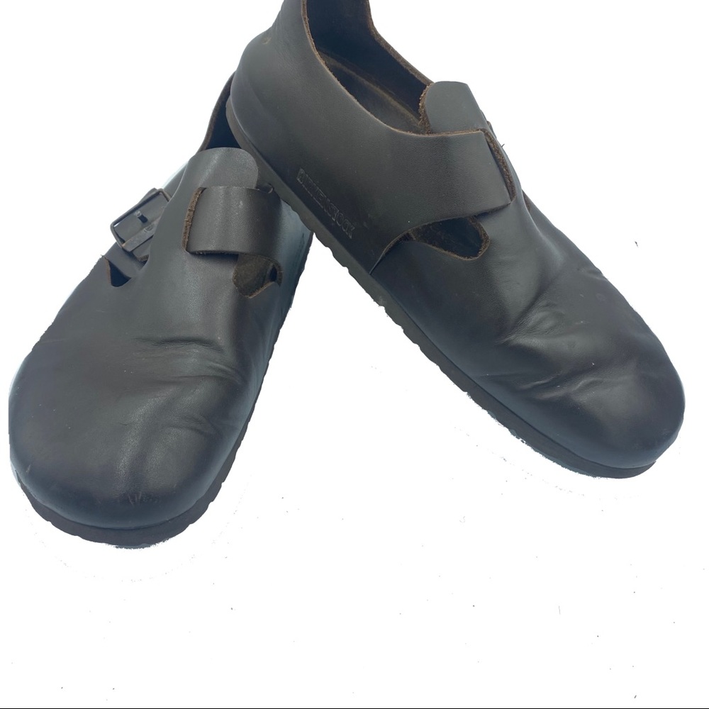 Vintage Birkenstock London oiled dark brown leather clogs 41 / 8-8 1/2